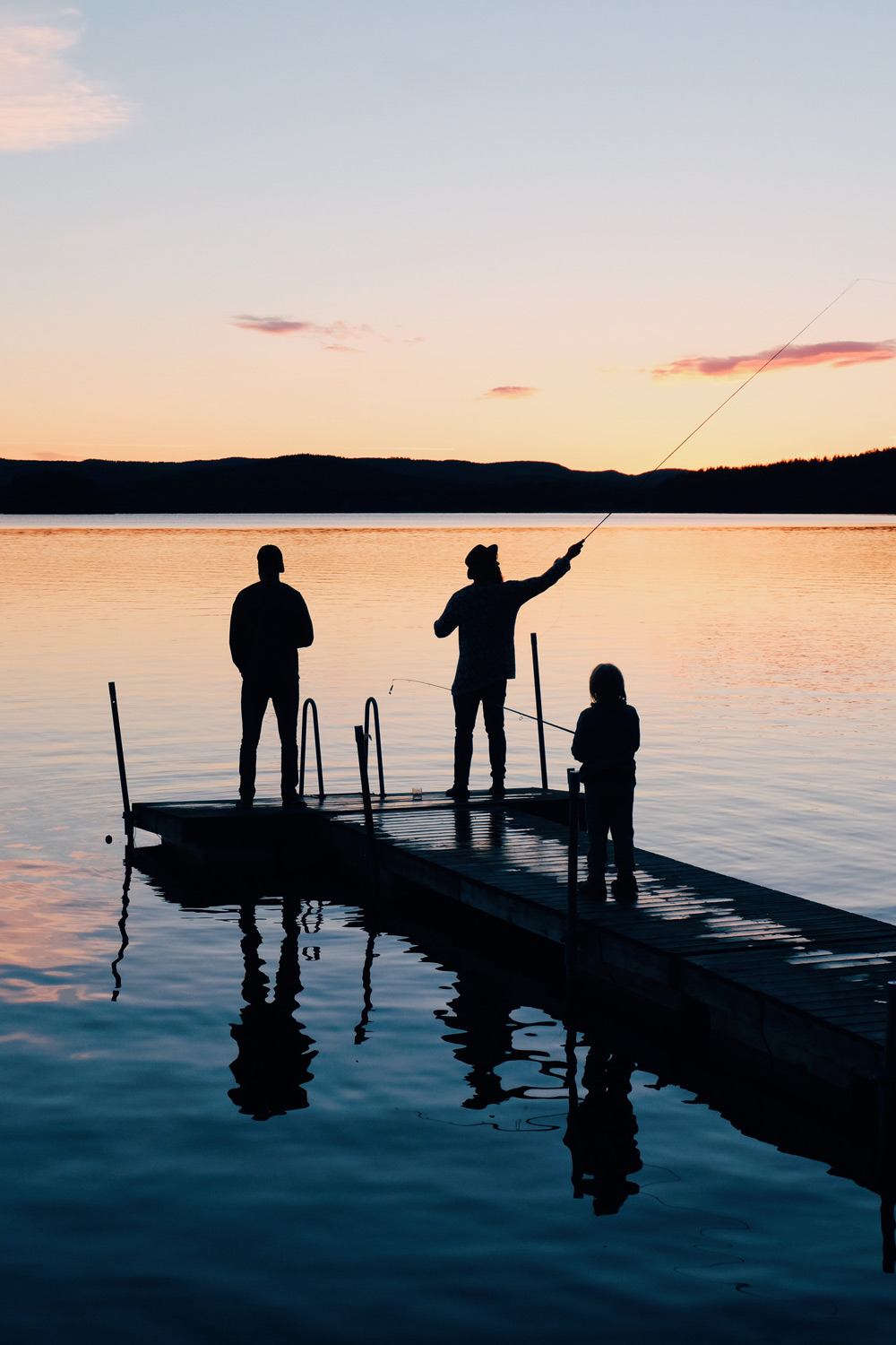 Father, son and grandfather fishing